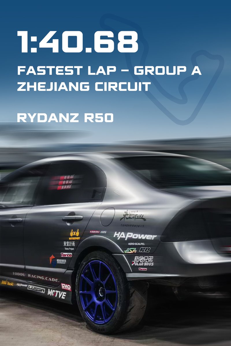 rydanztyre's tweet photo. 🏁 Group A Fastest Lap: 1:40.68
Rydanz R50 — grip, precision, repeatable performance. ⏱️💪

GT SHOW | Booth B1-32 | Mar 27–29 🚗✨
🌐 https://t.co/ppMob04fbF
#RydanzTyres #R50 #TrackTime #RaceTyres #Shibatire #Motorsport https://t.co/sC7cd4Xb2S
