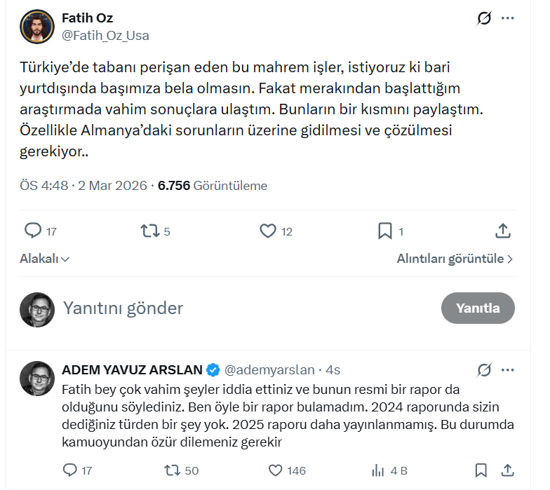 ademyarslan's tweet photo. Bu arkadaş dün akşam çok vahim şeyler iddia etti. Alman hükümeti, 'Global 15 Temmuz' vs bir sürü ağır iddiada bulundu ama bahsettiği raporu sunmadı. 

Hesap 2022 de açılmış, 2025'e kadar hiç aktivitesi yok, ilk adımı İsmail Sezgin'in odasında ve bu fikirlerle başlamış. 

Operasyonel bir hesap olduğunu düşünüyorum.