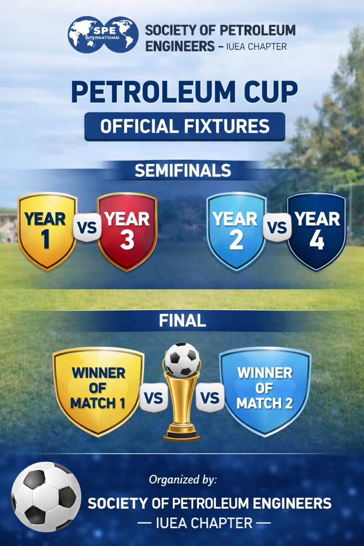 iueaspechapter's tweet photo. ⚽ Excellence beyond the classroom.
The Petroleum Cup reflects the strength, unity, and competitive spirit of petroleum engineering students where teamwork, strategy, and leadership take center stage.
Proudly organized by the Society of Petroleum Engineers IUEA Chapter https://t.co/1ucPWJ7lDr
