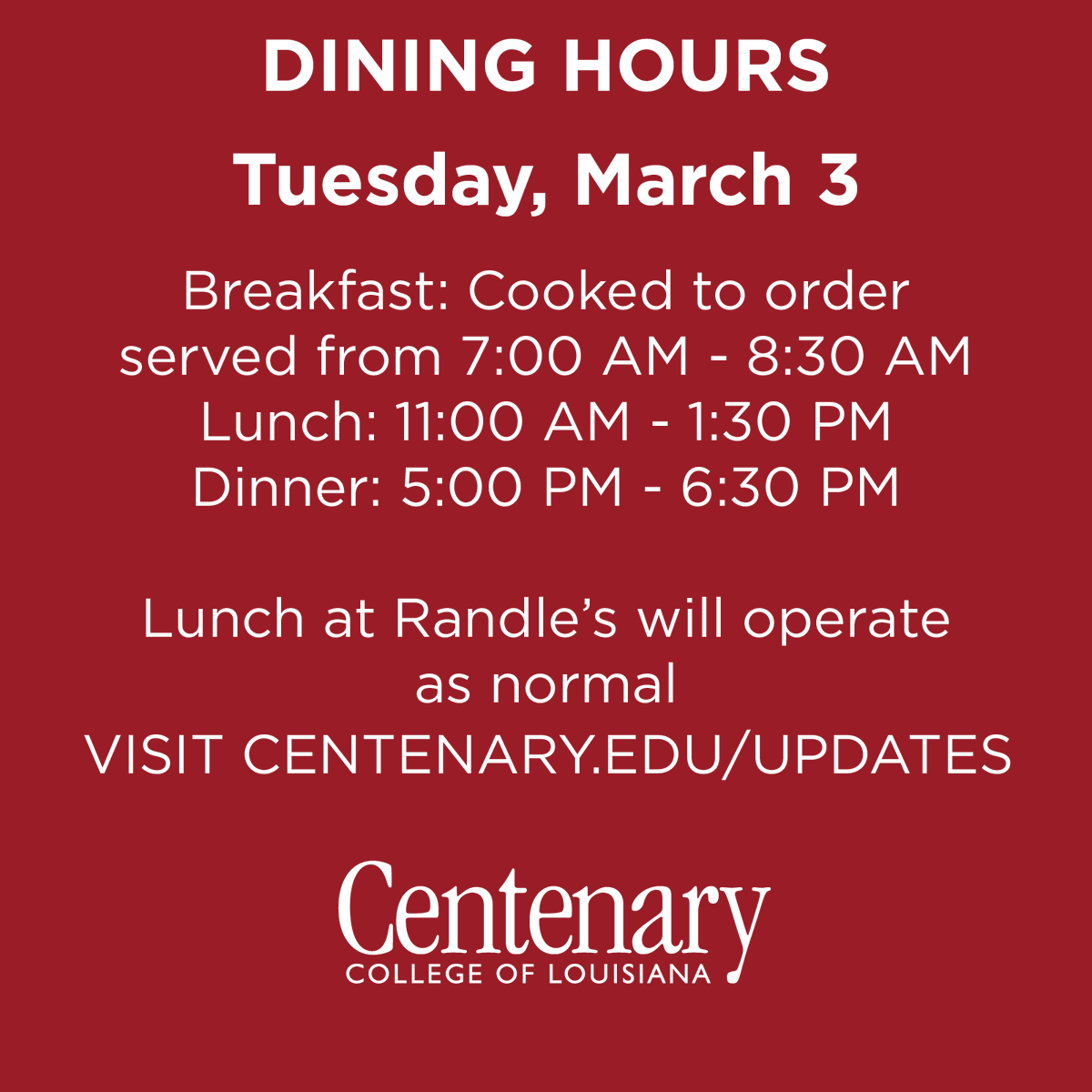 Centenary College tweet media