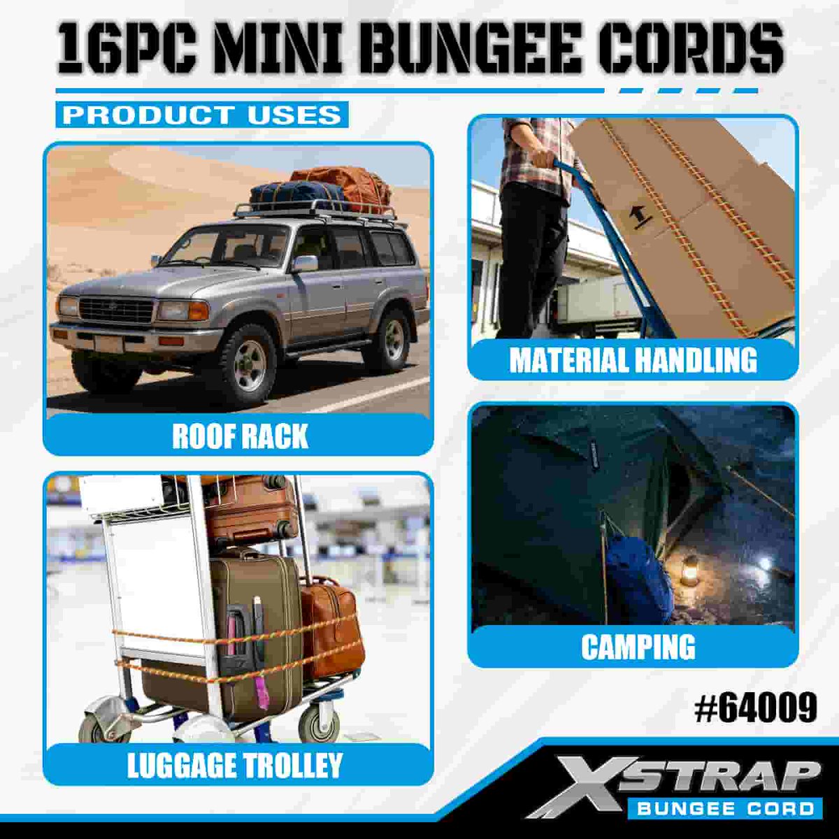 smk_co's tweet image. 🌈 16Pc XSTRAP bungee cord set with vinyl-coated steel hooks &amp;amp; 44–55lb break strength. Great for camping, tarps &amp;amp; light cargo securing. 🌐 xstrap.com📧 ceciliawu@prowintool.com
 #xstrap #bungeecords #cargocontrol #elasticcord