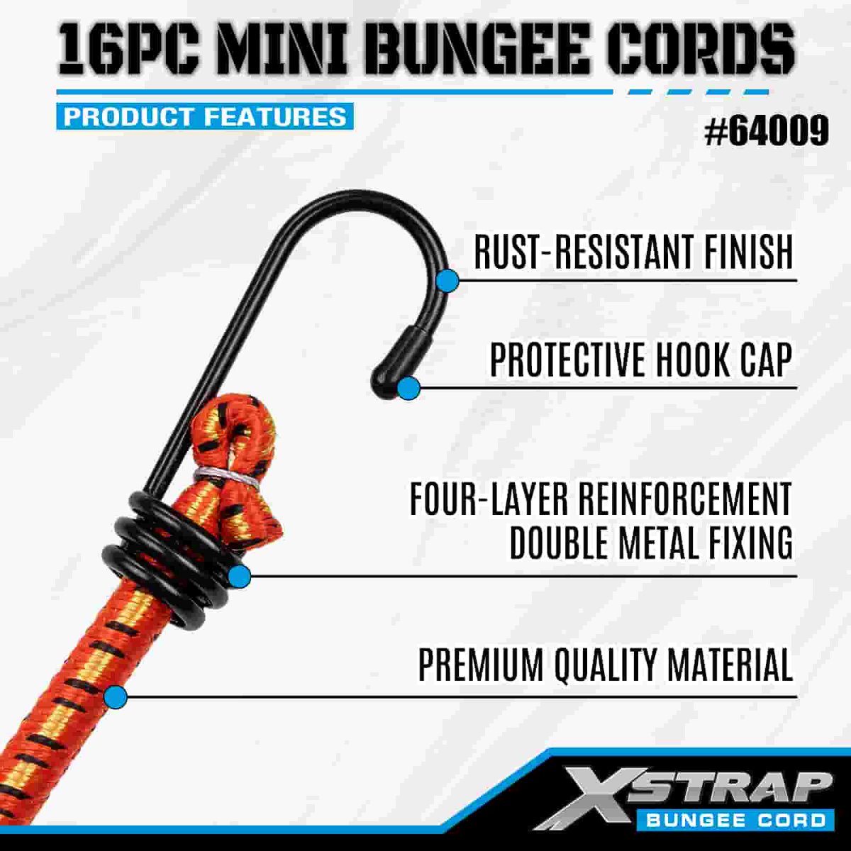 smk_co's tweet image. 🌈 16Pc XSTRAP bungee cord set with vinyl-coated steel hooks &amp;amp; 44–55lb break strength. Great for camping, tarps &amp;amp; light cargo securing. 🌐 xstrap.com📧 ceciliawu@prowintool.com
 #xstrap #bungeecords #cargocontrol #elasticcord