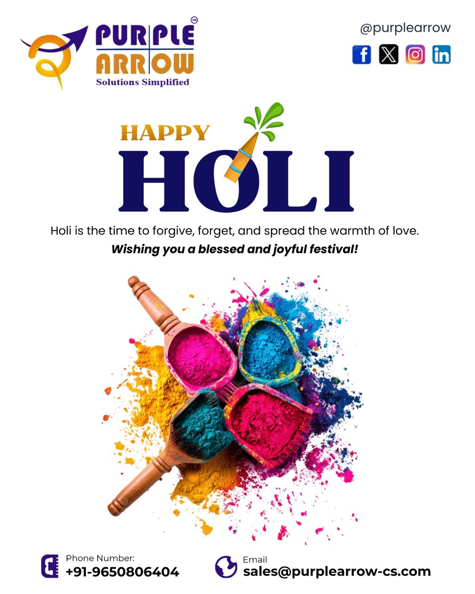 purplearroww's tweet photo. Happy Holi! May this festival of colors fill your life with joy, positivity, and endless success.

#HappyHoli
#FestivalOfColors #Holi2026 #SpreadJoy #CelebrateTogether #ColorfulMoments #PurpleArrow https://t.co/ENGS6zF7nM