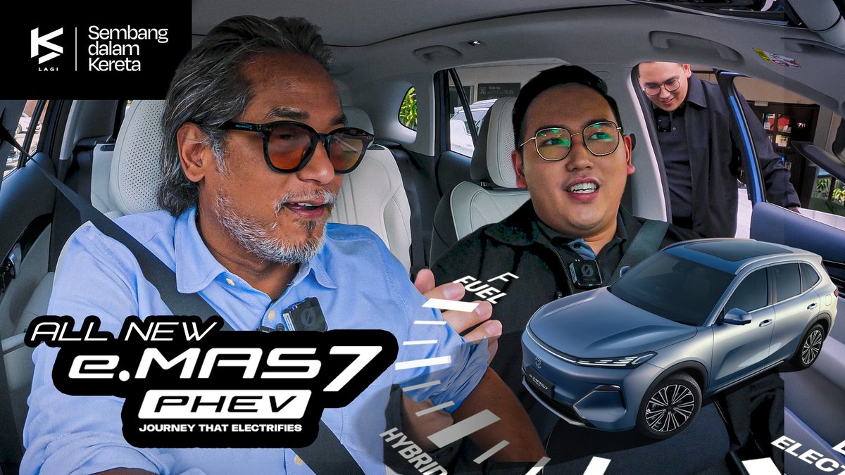 kslagi's tweet image. EP 18 | Sembang Dalam Kereta KJ &amp;amp; Proton e.MAS 🚗 

@Khairykj bawa Proton e.MAS 7 PHEV untuk test drive &amp;amp; sembang tentang PHEV, lengkap dengan features yang padu dan rupa elegan

Tonton ep penuh di sini: youtu.be/65j7_xCPSmM

#KeluarSekejapLagi #PROTONeMAS #PROTONeMAS7PHEV