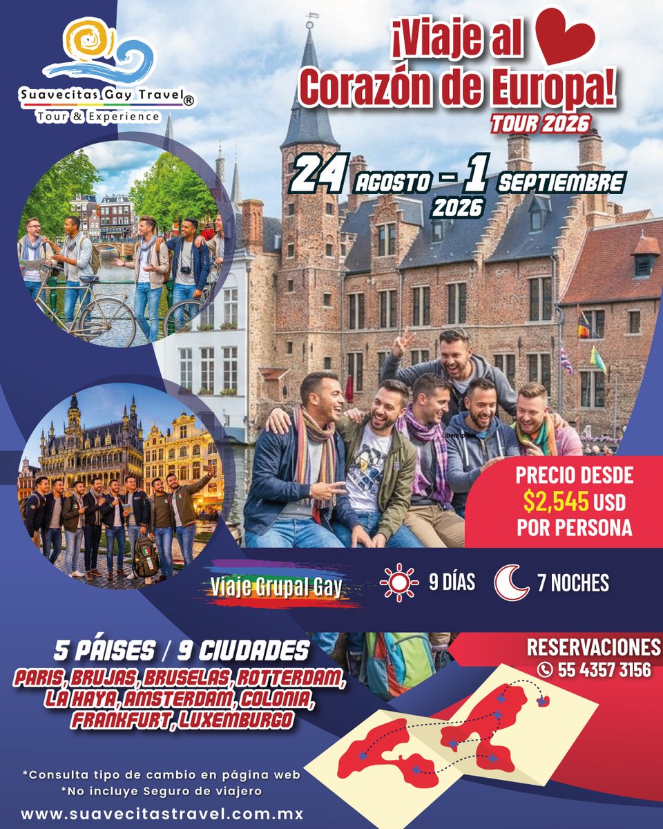 Viajemos al Corazón de Europa en grupo 💜🏳️‍🌈✈️💦
Viajemos con <a href="/SuavecitasGay/">Suavecitas Gay Travel</a> !!!