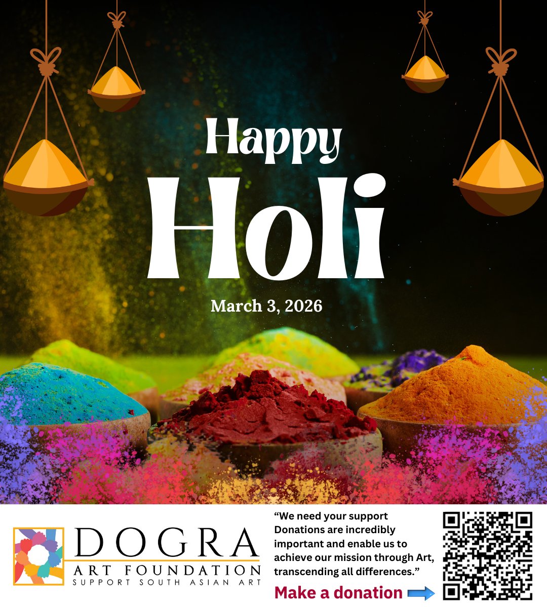 dograartfoundn's tweet photo. On this Holi, we celebrate color, culture &amp; creativity that unite us all. 🎨✨
May your days be filled with inspiration, positivity &amp; new beginnings.

Visit: https://t.co/78yr0tXiW5

#Holi #FestivalOfColors #DograArtFoundation #ArtAndCulture https://t.co/J7wwGaq74w