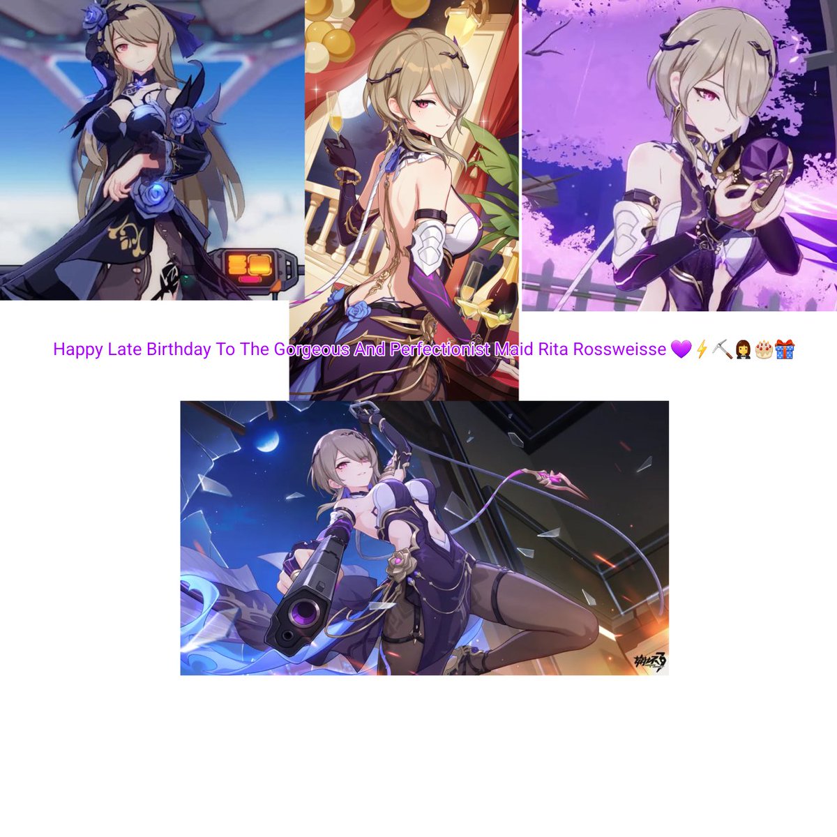 Happy Late Birthday To The Gorgeous And Perfectionist Maid Rita Rossweisse 💜⚡️⛏️🤵‍♀️🎂🎁