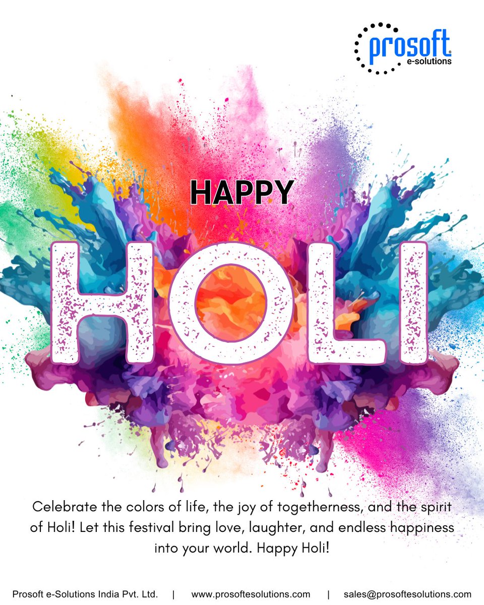 ProsoftPvtLtd's tweet photo. Happy Holi! 🌈
At Prosoft e-Solutions, we celebrate innovation, clarity, and the joy of togetherness.
Here’s to a future as vibrant as the colors of Holi. ✨
 #HappyHoli #ProsoftSolutions #InnovationWithColors https://t.co/YMfuIzsIgG