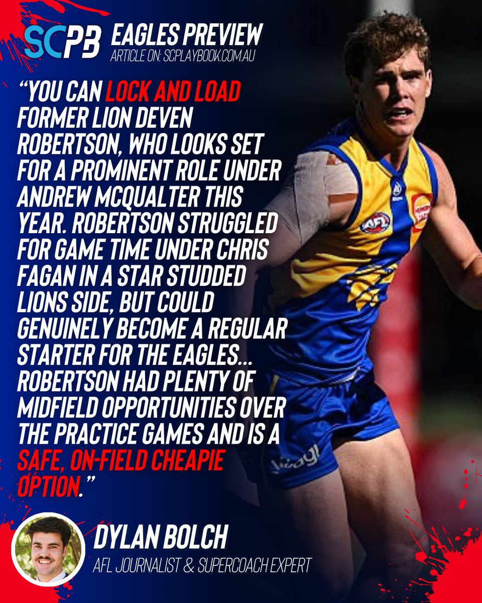 Deven Robertson could be the cheapie of the year 👀

<a href="/DylanBolch/">Dylan Bolch</a> takes a look at West Coast's Supercoach relevance in 2026 👉 tinyurl.com/f634sv6p