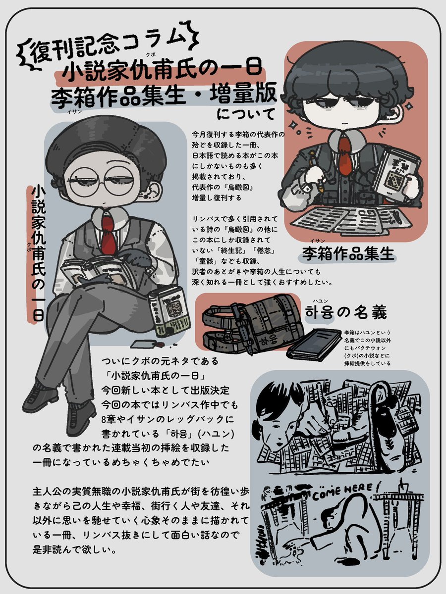 復刊&新刊おめでとう！！ 「小説家仇甫氏の一日」の李箱がハユンの名義