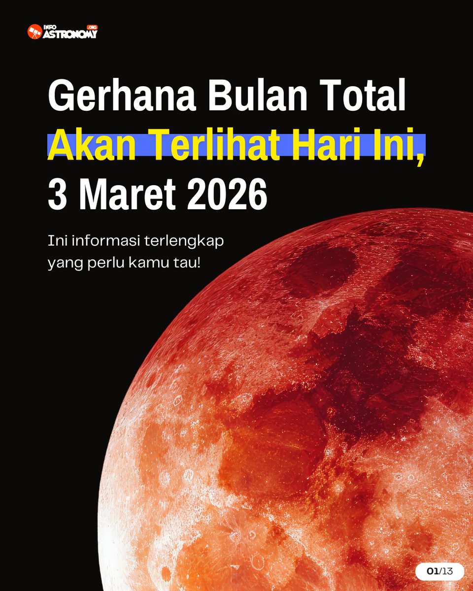 Cuaca cerah? Senja hingga malam ini akan terjadi Gerhana Bulan Total! 🌕

Jam berapa? Di mana yang kebagian? Gimana cara melihatnya? Bahaya buat Bumi kah? Semua pertanyaanmu terjawab di sini~ 👇🧵