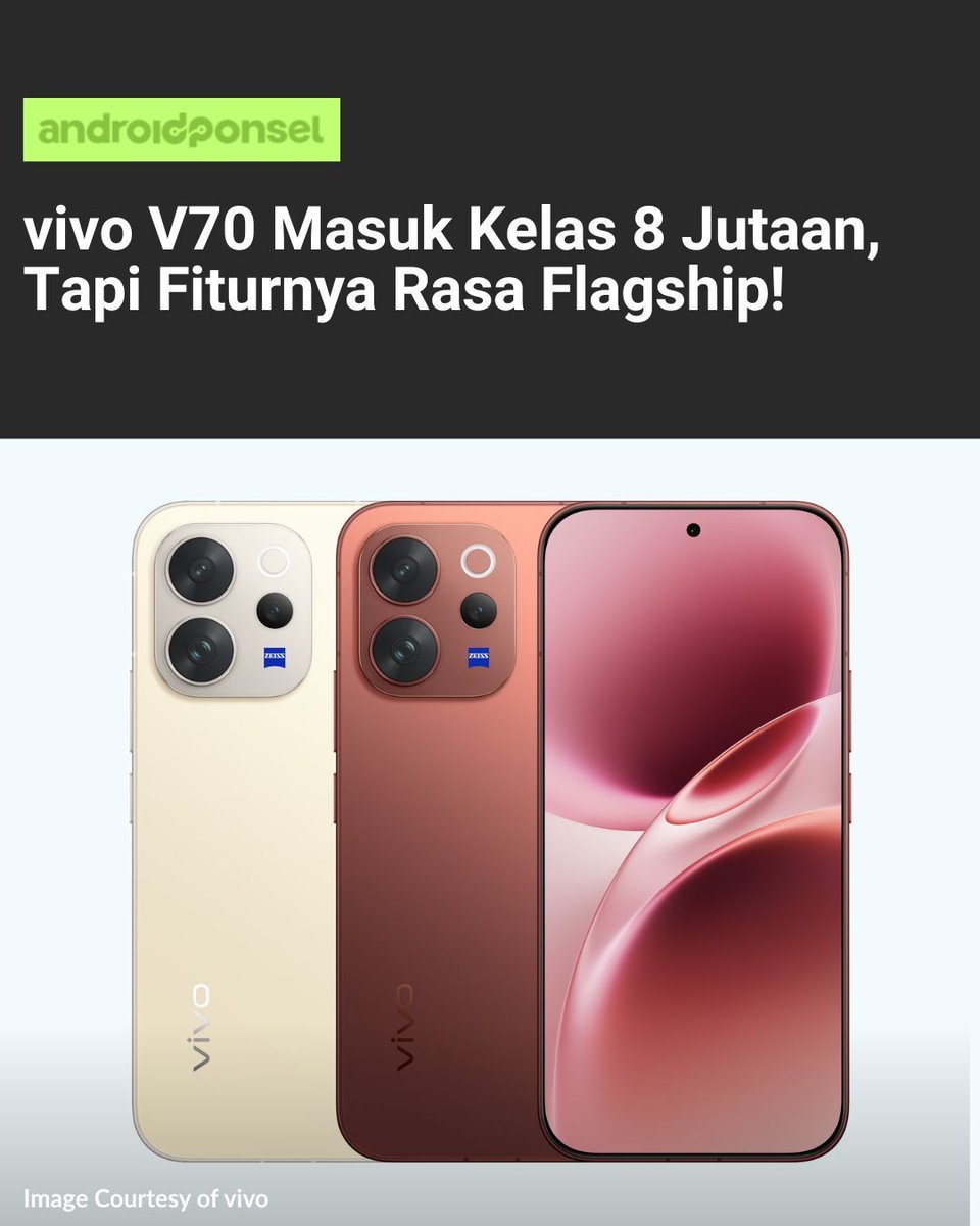 androidPonsel_'s tweet image. vivo V70 hadir di harga Rp 8,9 jutaan tapi bawa kamera ZEISS periskop 50MP, baterai 6500mAh + 90W, layar 5000 nits, dan IP69 🔥

Masih layak disebut mid-range?

Spesifikasi lengkapnya di sini 👇
androidponsel.com/vivo-v70-harga…

#vivoV70 #Smartphone2026 #HP8Jutaan