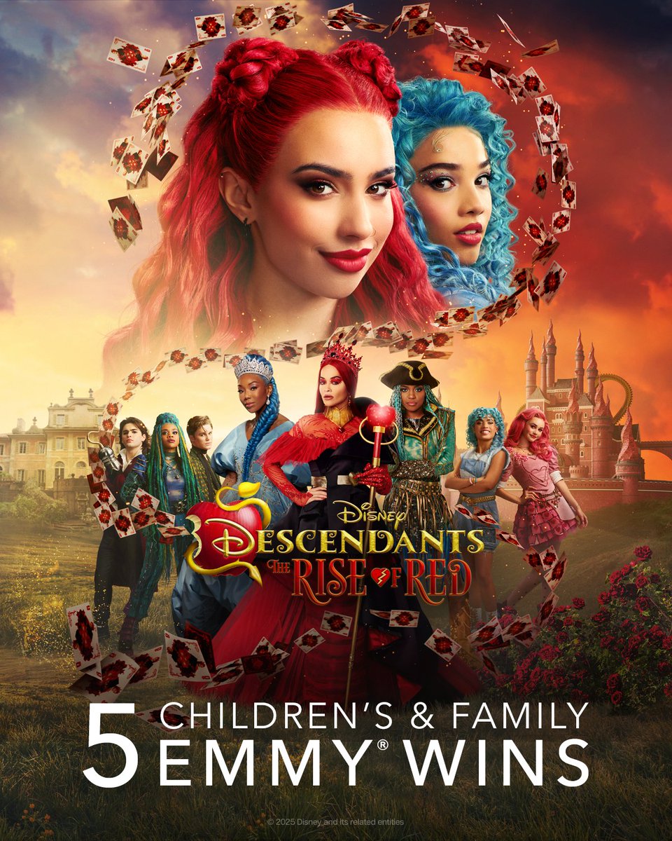 DisneyPlus's tweet photo. Congratulations to the cast and crew of Descendants: The Rise of Red on their 5 Children's and Family Emmy® Award wins! https://t.co/xtNyCHZe3D