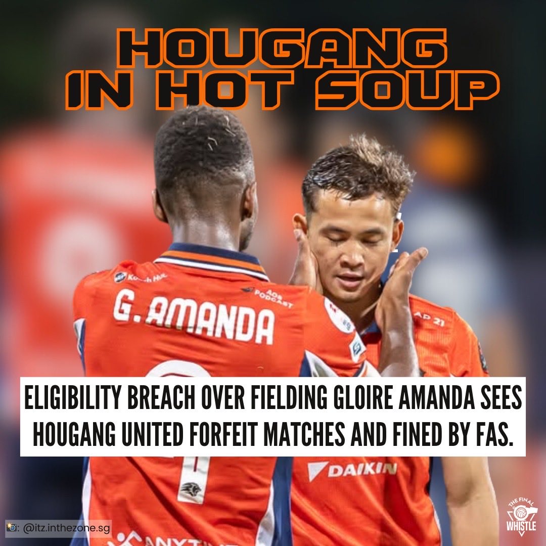 Following a comprehensive review of registration timelines and documentation, the FAS has established that Hougang United's Gloire Amanda participated in 2 SPL matches before the completion of required regulatory clearances relating to his work pass status.