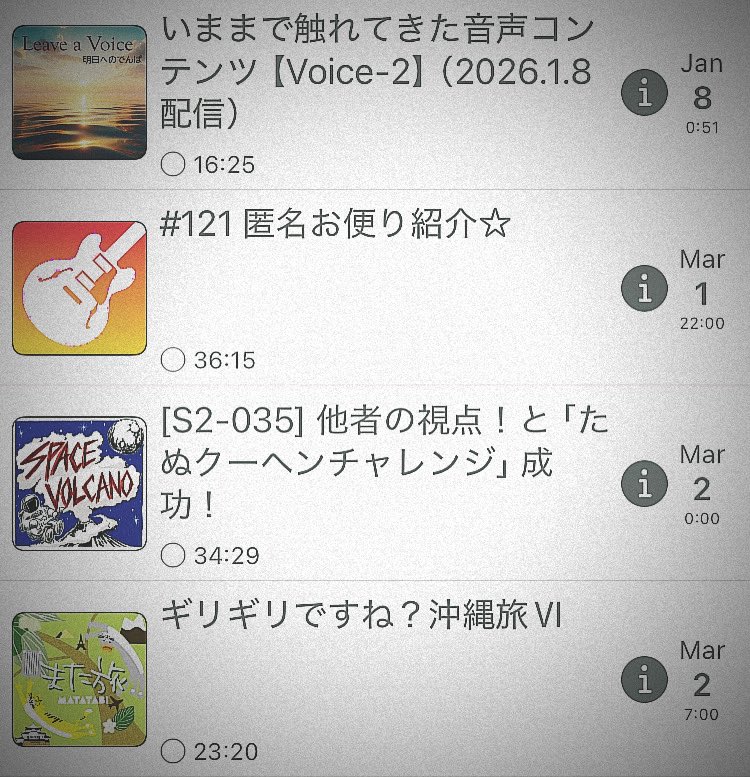 sakashushu's tweet photo. 昨日聴いた #ポッドキャスト その1（タグ、印象ワード等）

#明日へのでんぱ シュウの放すラジオも聴いてしまったんですね〜

#OPENSのラジオ この旅行者が！みたいな顔されて

#宇宙的大噴火 いろんな思いがあるんだろうな〜って思うとホントくらくらしてくる

#また旅 どういうギリギリなの？ https://t.co/QHnocYEMEd