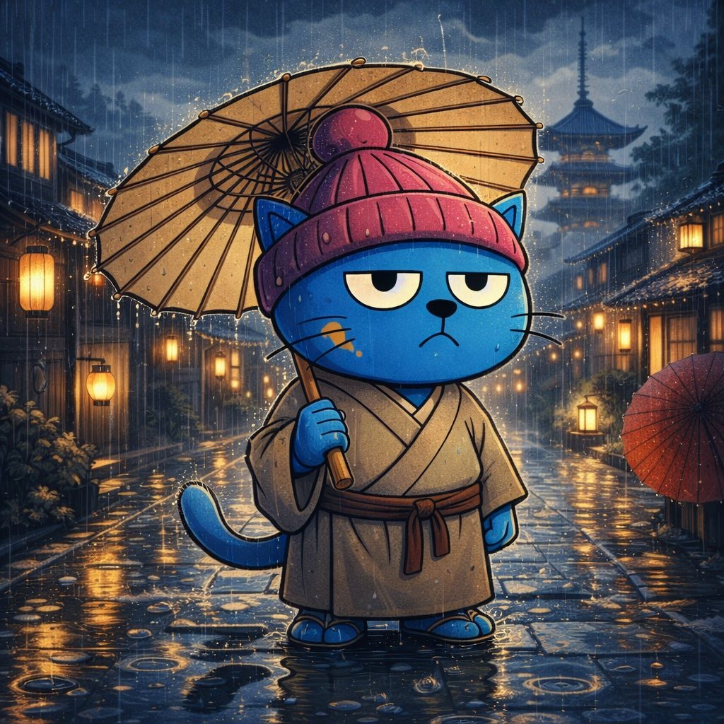 lookbacks_'s tweet photo. 雨の日
 #イラスト #雨 #ネコ #character #キャラクター https://t.co/UyORENwfTF