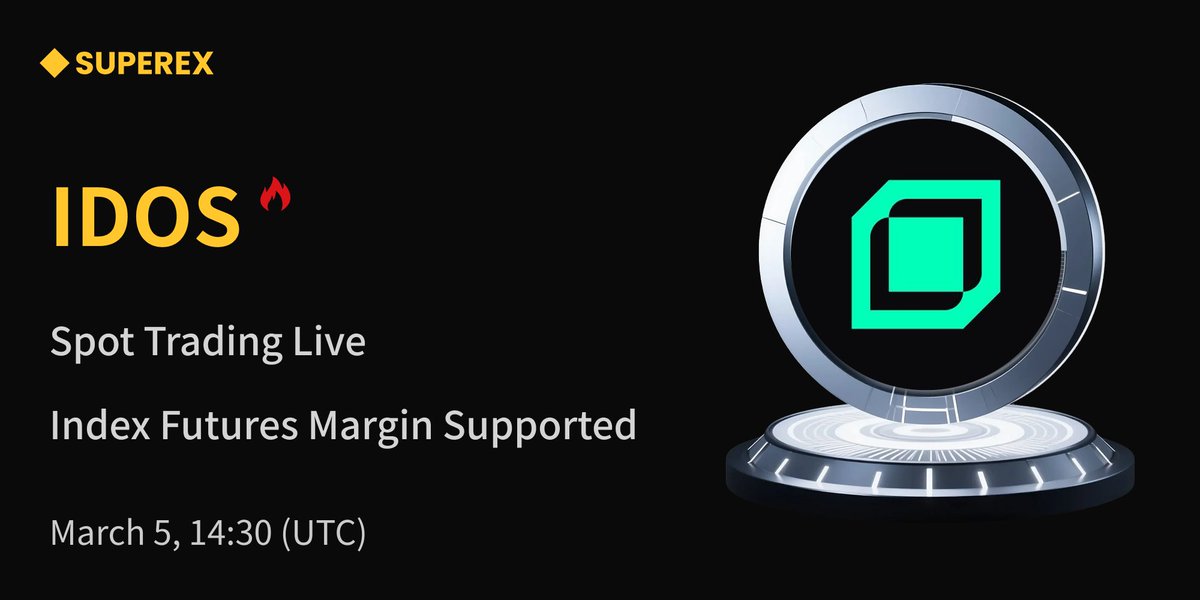 SuperExet's tweet photo. #SuperEx New Listing

Listing: $IDOS (@idOS_network) on Spot and support Index Futures as a margin
Trading Starts: March 5, 2026, 14:30 (UTC)
Details: https://t.co/JeTUtYmL9O
Trade Now: https://t.co/dVmdL644mh https://t.co/7G1CFTYFvV