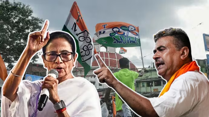𝐈𝐬 𝐁𝐉𝐏'𝐬 𝐒𝐮𝐯𝐞𝐧𝐝𝐮 𝐀𝐝𝐡𝐢𝐤𝐚𝐫𝐢 𝐩𝐥𝐚𝐧𝐧𝐢𝐧𝐠 𝐭𝐨 𝐭𝐚𝐤𝐞 𝐨𝐧 𝐌𝐚𝐦𝐚𝐭𝐚 𝐢𝐧 𝐡𝐞𝐫 𝐊𝐨𝐥𝐤𝐚𝐭𝐚 𝐛𝐚𝐬𝐭𝐢𝐨𝐧? The 2021 West Bengal Assembly Elections saw a high-stakes battle in the Nandigram constituency, as Chief Minister ...