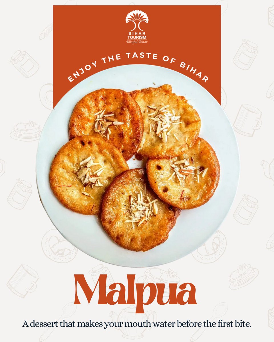 TourismBiharGov's tweet photo. Holi feels incomplete without the golden, syrup-soaked indulgence of malpua - a festive must-make, must-have delight that sweetens every celebration.

#Malpua #HoliSpecial #FestiveSweets #HoliTreats #IndianDesserts #SweetCelebrations #DesiFlavours #FestivalDelight #TraditionalTaste #HoliVibes #Bihartourism #bihar #viral 

@ArunshankarP @incredibleindia @tourismgoi
