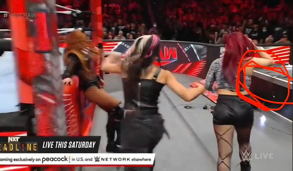 Okay so I think (with help) we might ( 95% ) have figure it out. 
Its apart of the announcers table when Dakota threw Becky into it.