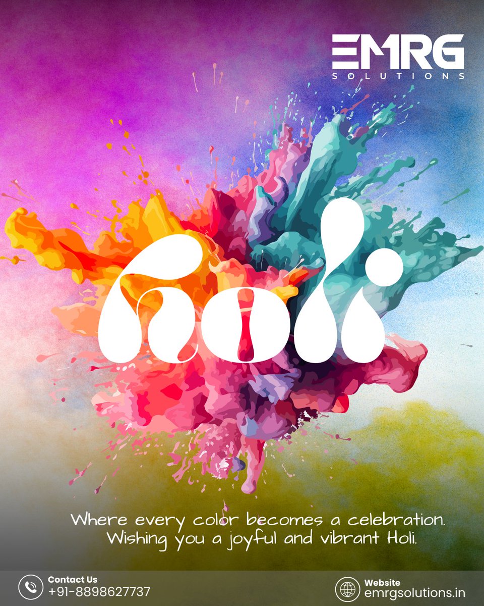 EmrgSolutions's tweet photo. Where every color becomes a celebration.🌈

Team EMRG Solutions wishes you a joyful, vibrant, and prosperous Happy Holi filled with happiness, positivity.

Visit: https://t.co/FUOrggK35y

#HappyHoli #Holi2026 #FestivalOfColors #ColorYourWorld #HoliVibes #IndianFestivals #HoliHai https://t.co/4d3QuRoZro