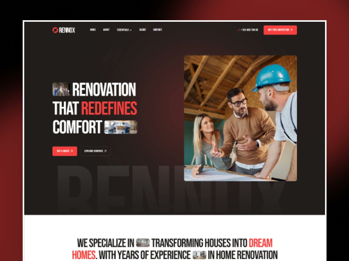 🏡 Rennox — Home Renovation Website Template

Rennox is a polished, professional template built for renovation &amp; remodeling businesses that want to showcase craftsmanship with confidence. We love to build with <a href="/framer/">Framer</a> .

✨ Elegant project portfolios (before &amp; after)
✨ Dedicated