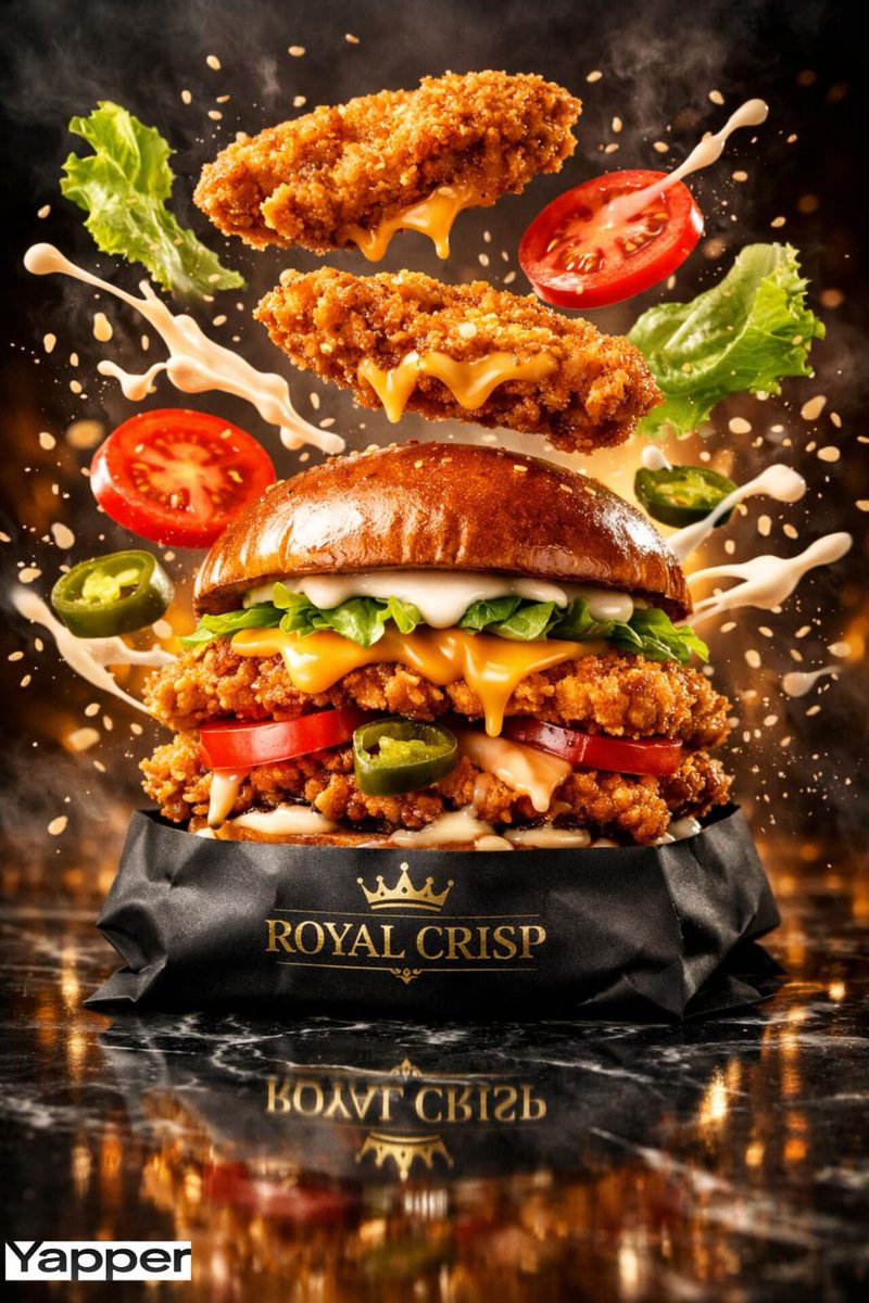 Luxury Chicken Burger Ingredient Explosion Commercial
