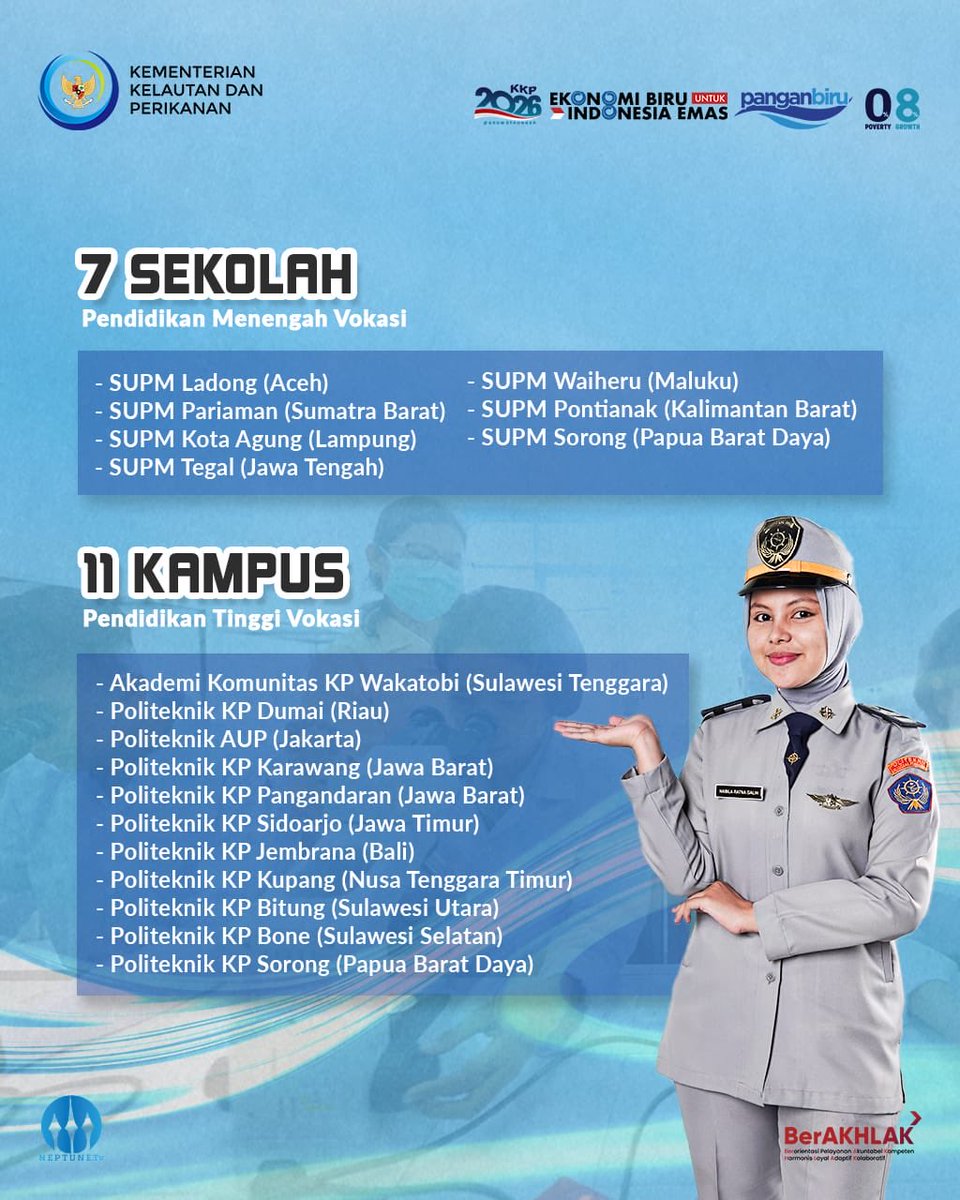 rizafarhan's tweet photo. Bersiap, #PENTARUKKP2026 akan segera hadir! KKP hadirkan akses Pendidikan Vokasi GRATIS, mulai dari jenjang pendidikan menengah hingga tinggi @kkpgoid @bppsdm_kp ya 😉
@swtrenggono
#2026KKPGrowStronger #SaktiWahyuTrenggono #KKPGOID
#pentarukkp75C https://t.co/2i3Ly07y3L