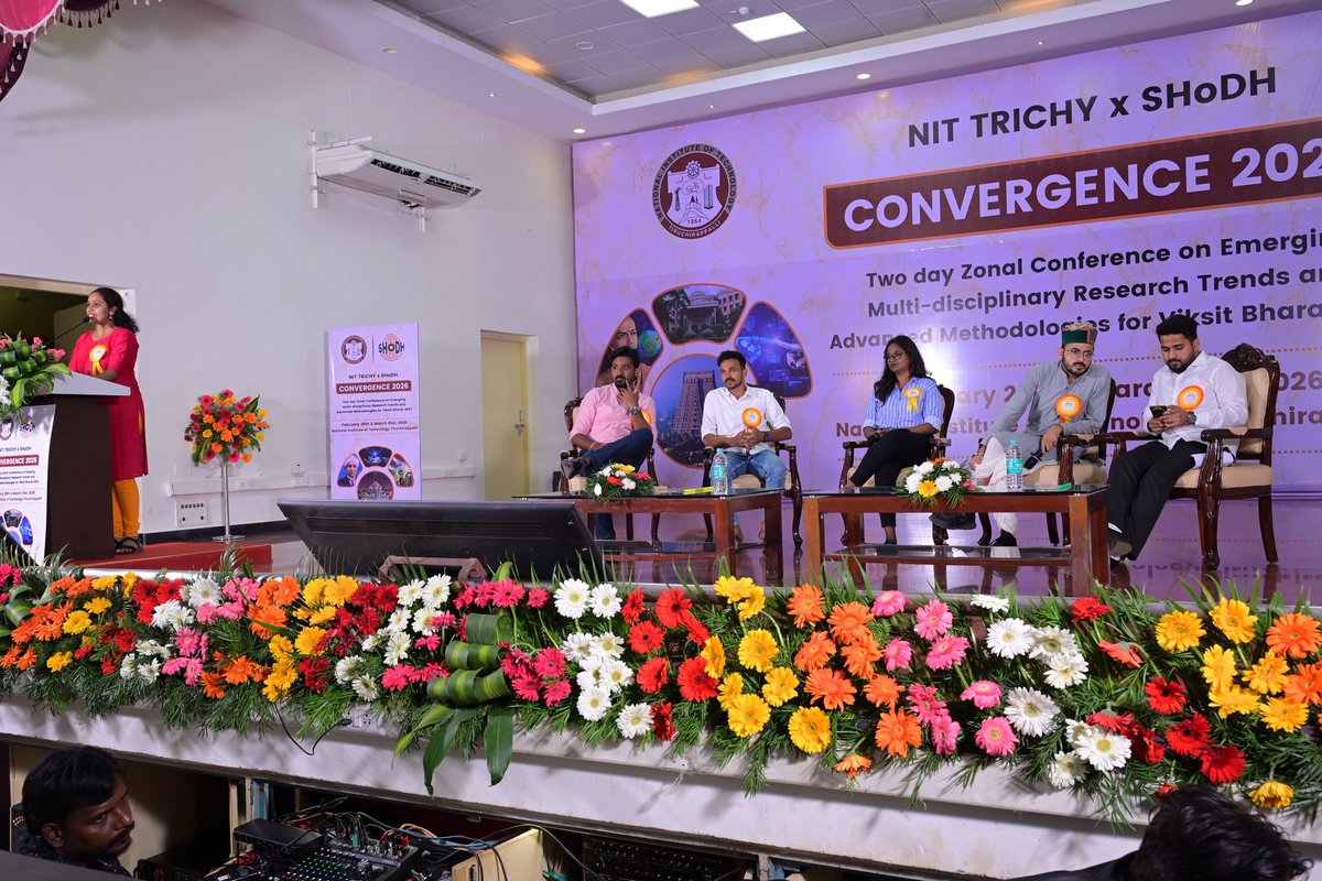 SHoDHBharat's tweet photo. Yuva Researchers’ Arattai at National Institute of Technology Tiruchirappalli × SHoDH Convergence 2026 — young scholars sharing real PhD journeys, challenges &amp; insights.

#Convergence2026 #YuvaResearchers #PhDJourney https://t.co/bpjzorRTeu