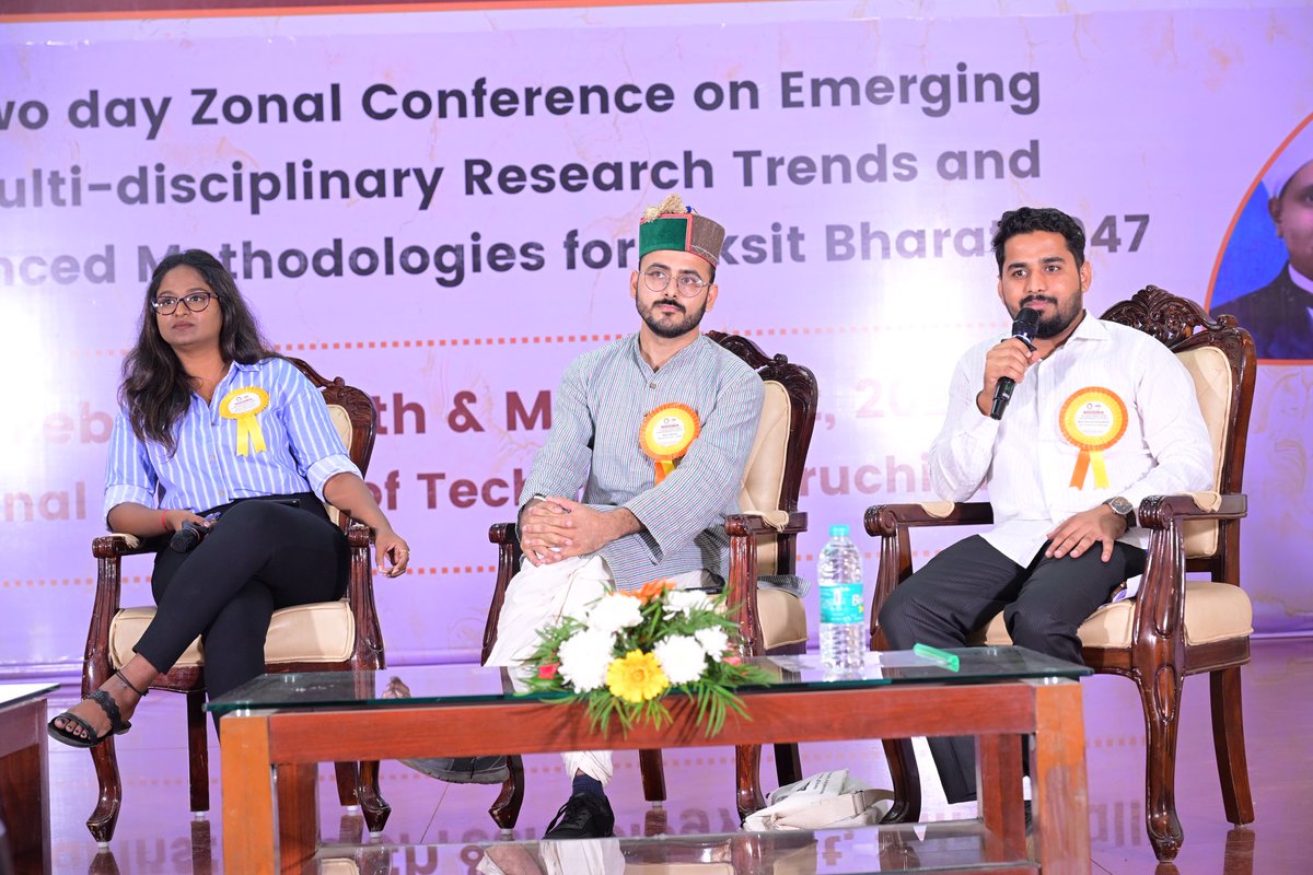 SHoDHBharat's tweet photo. Yuva Researchers’ Arattai at National Institute of Technology Tiruchirappalli × SHoDH Convergence 2026 — young scholars sharing real PhD journeys, challenges &amp; insights.

#Convergence2026 #YuvaResearchers #PhDJourney https://t.co/bpjzorRTeu