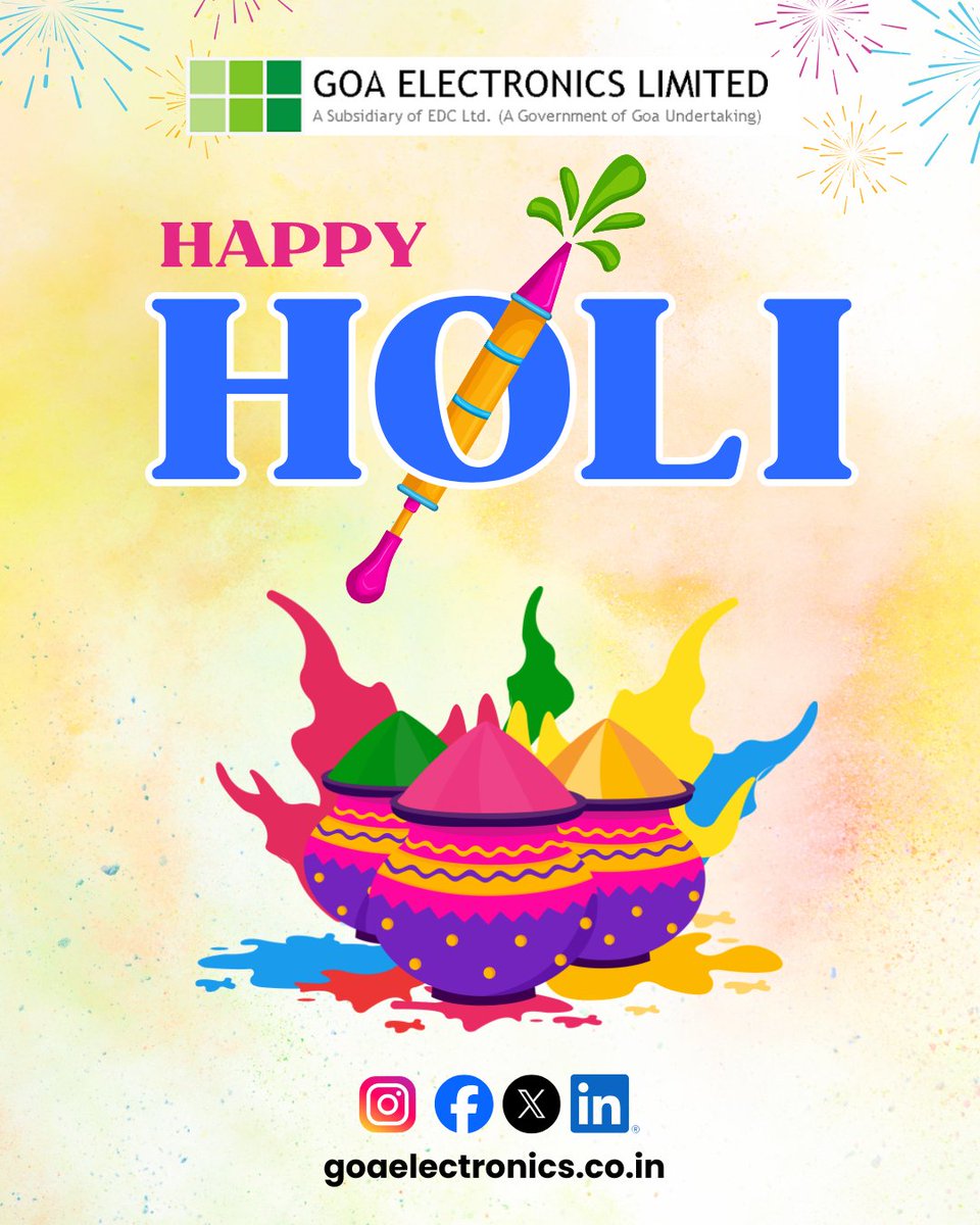 GoaElectronics's tweet photo. Happy Holi 💫
#govtgoa #gel #Holi2026 https://t.co/i0axRco7TY