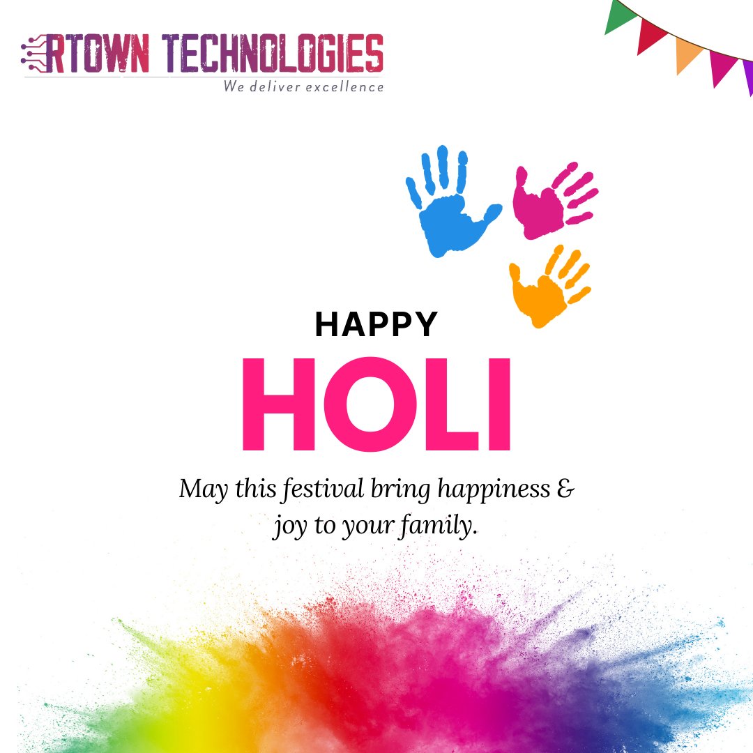 crontle7's tweet photo. Wishing you a Holi filled with vibrant colors, happiness, and celebration. 🌈✨ Happy Holi from Rtown Technologies!

 #RtownTechnologies #HoliFest #FestivalOfColors https://t.co/0YFbPczx9S