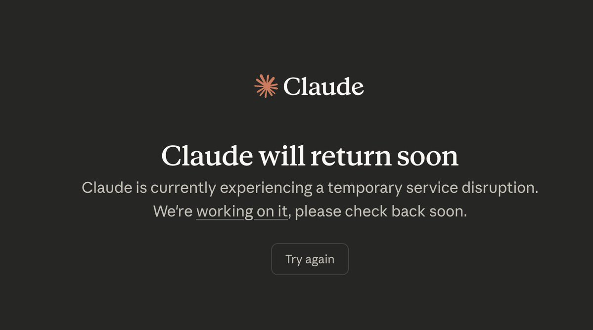🚀Claude又崩了！

太影响工作效率了！！！

#Claude
