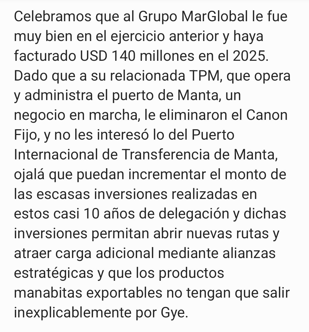 <a href="/forbesecuador/">Forbes Ecuador</a> Grupo MarGlobal factura USD 140 millones en el 2025.