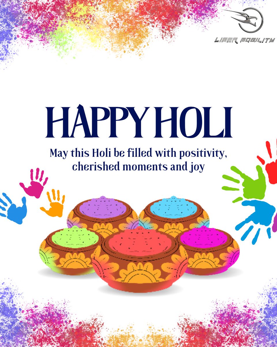 LigerMobility's tweet photo. Wishing you a Holi filled with vibrant colors, sweet moments, and joyful memories! 🎉🌈 #Holi #LigerMobility #FestivalOfColors https://t.co/G393h1FwA6