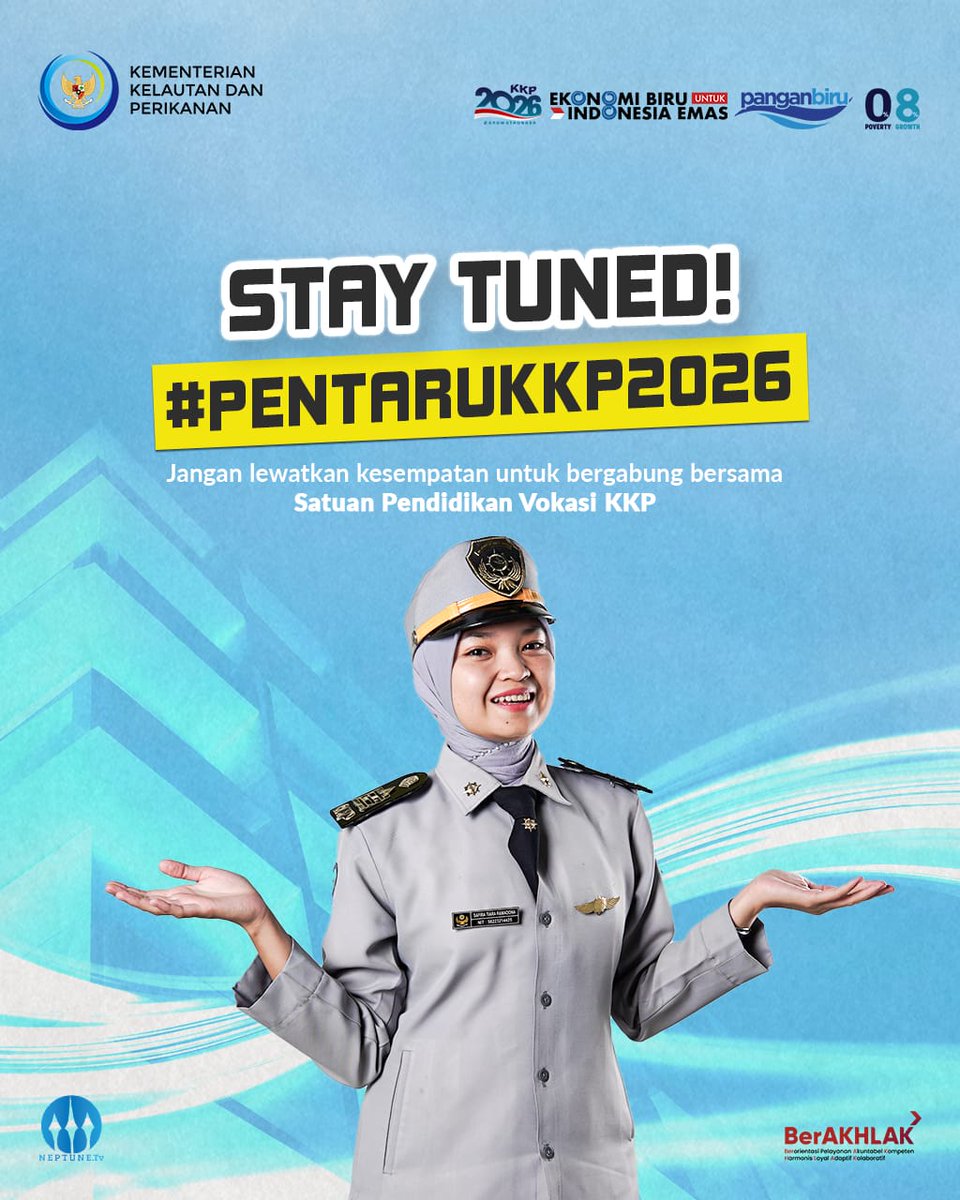 JohanYancco's tweet photo. Bersiap, #PENTARUKKP2026 akan segera hadir! 
Siapkan dirimu dan pantau terus informasinya di akun resmi @kkpgoid @bppsdm_kp ya 😉
@saktitrenggono
#2026KKPGrowStronger #SaktiWahyuTrenggono #KKPGOID
#pentarukkp7563N https://t.co/uC5WZwTJZU