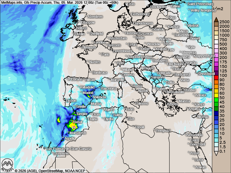 DonnerwetterDe's tweet image. #Wetter #Spanien #Portugal und #Marokko vor starkem Regen
Bis zu 100 l/m2 bis Freitag
donnerwetter.de