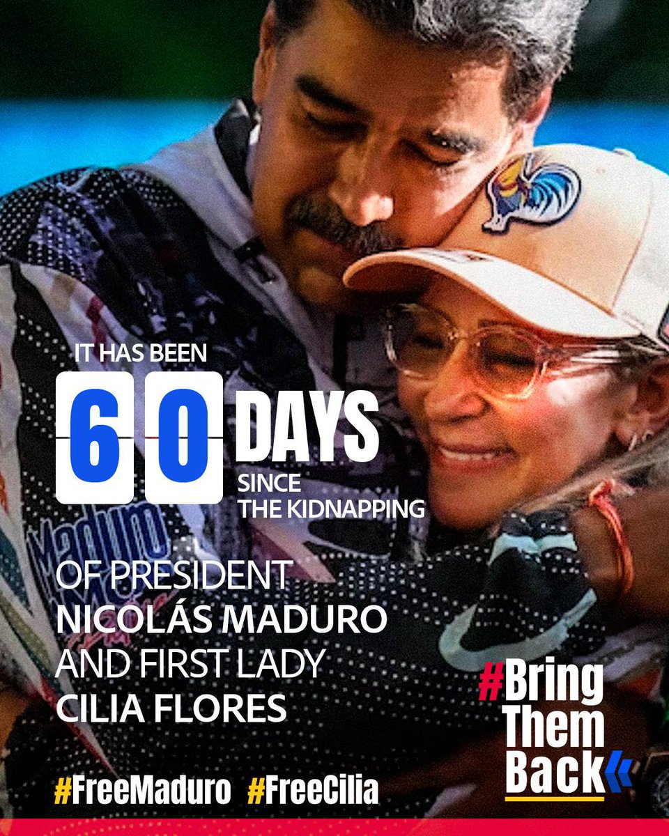 sullVill25's tweet photo. Dos meses han pasado y Venezuela sigue clamando por la libertad de Nicolás y Cilia.  ¡Queremos verlos de vuelta! #LosQueremosDeVuelta  #FreeMaduro https://t.co/6iPSWx2E6J