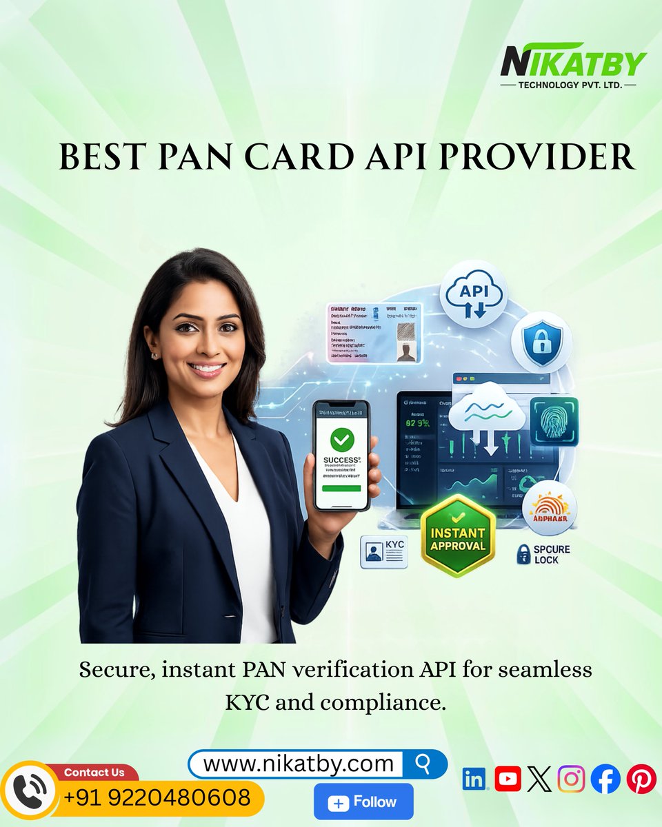nikatby's tweet photo. 🚀 Secure &amp; Instant PAN Verification Made Easy!
Get fast, reliable &amp; real-time PAN Card API integration for seamless KYC, compliance &amp; onboarding. 

📞 +91 9220480608
🌐 https://t.co/4W3qr5BZSb

#Nikatby #PANCardAPI #PANVerification #KYCAPI #eKYC #FintechIndia #APIIntegration https://t.co/WyldE9NEHD