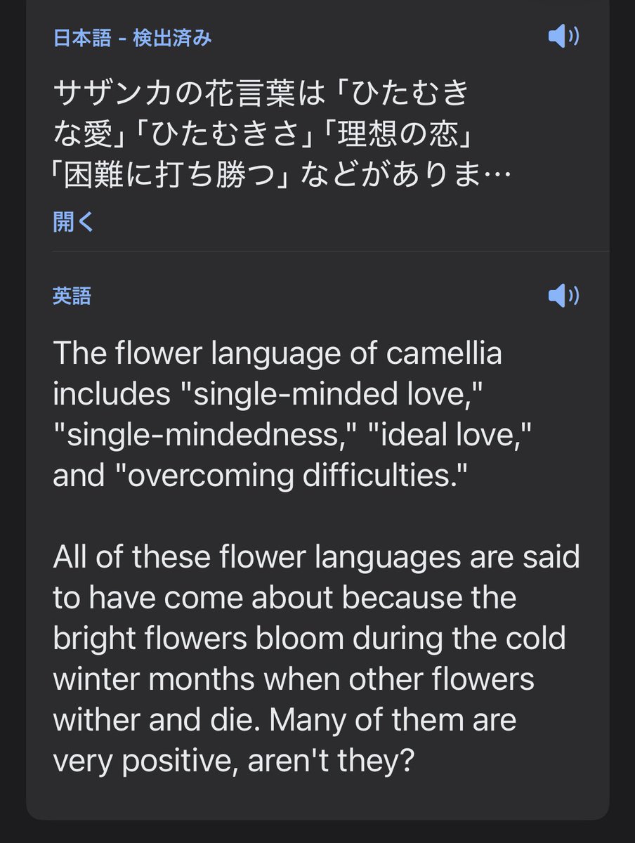 BTW, this is the flower language for Camellia (Zanka's flower