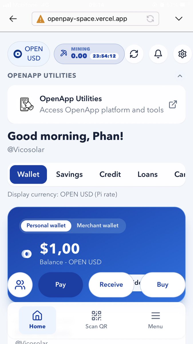 Openpay là đồng tiền Stablecoin thanh toán (OUSD) sẽ được phát hành trên Pi Blockchain,

OpenPay cũng có thể khai thác mỗi ngày, dùng #OUSD để thanh toán hoặc Savings để tích luỹ thêm.

Hãy đến và trải nghiệm sự tuyệt vời này cùng #OpenPay

openpay-space.vercel.app/auth?ref=icoso…