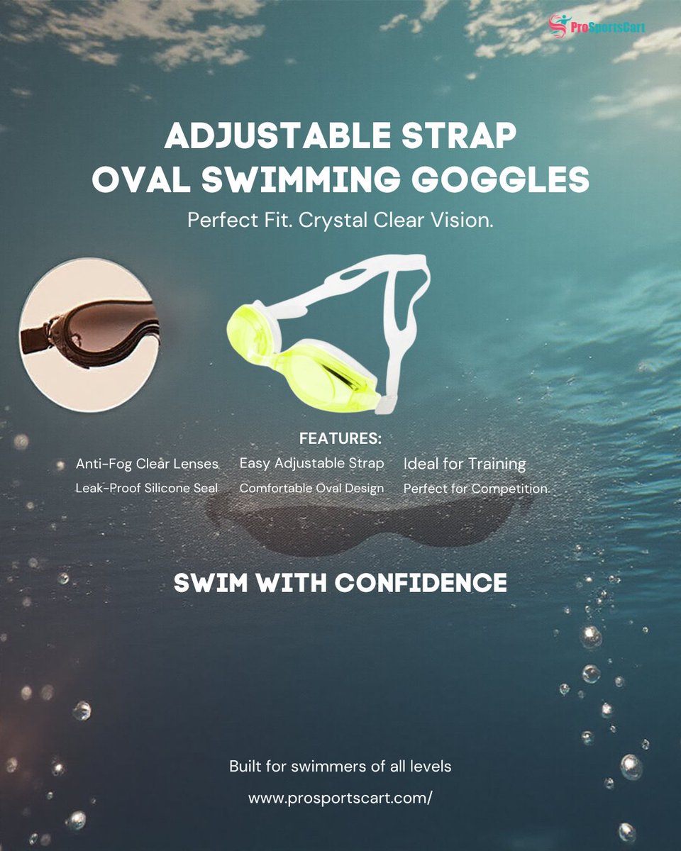 prosportscart's tweet image. Adjustable Strap Oval Swimming Goggles

Clear vision. Zero distractions. 🏊‍♂️💦
Our Adjustable Strap Oval Swimming Goggles deliver a secure fit, anti-fog clarity, and leak-proof comfort for every swim session.

prosportscart.com/goggles/153-22…

#SwimmingGoggles #SwimGear #PoolReady #Swim