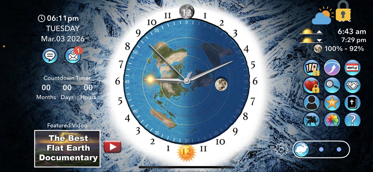 selbsman1's tweet image. Flat earth map live where the sun and moon are.