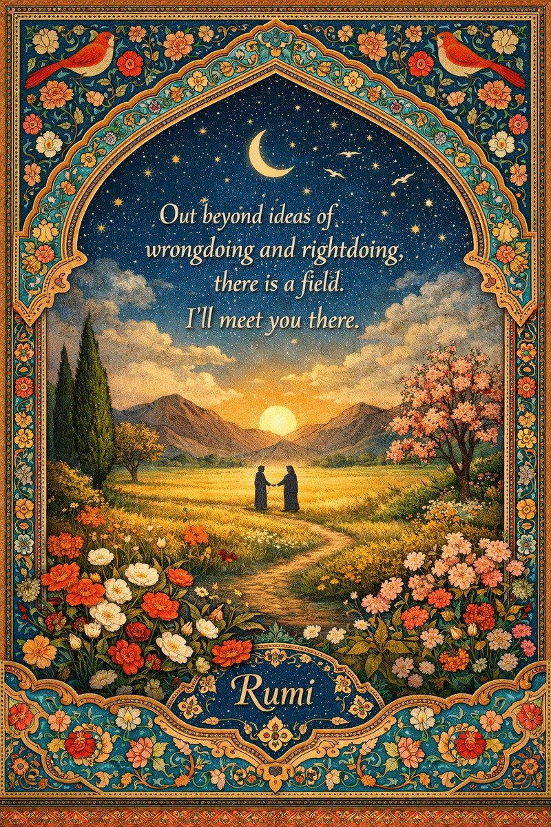 biddeebee's tweet photo. @RoryStewartUK 

Peace doesn’t start out there.
It starts within.
Peace is not declared.
It is practised.

What if, just for a moment,
we stepped into this field of Rumi's?

Not to agree.
Not to win.
Not to be right.
But simply to stand together 
and breathe the same air. https://t.co/mdaFZyFrGX