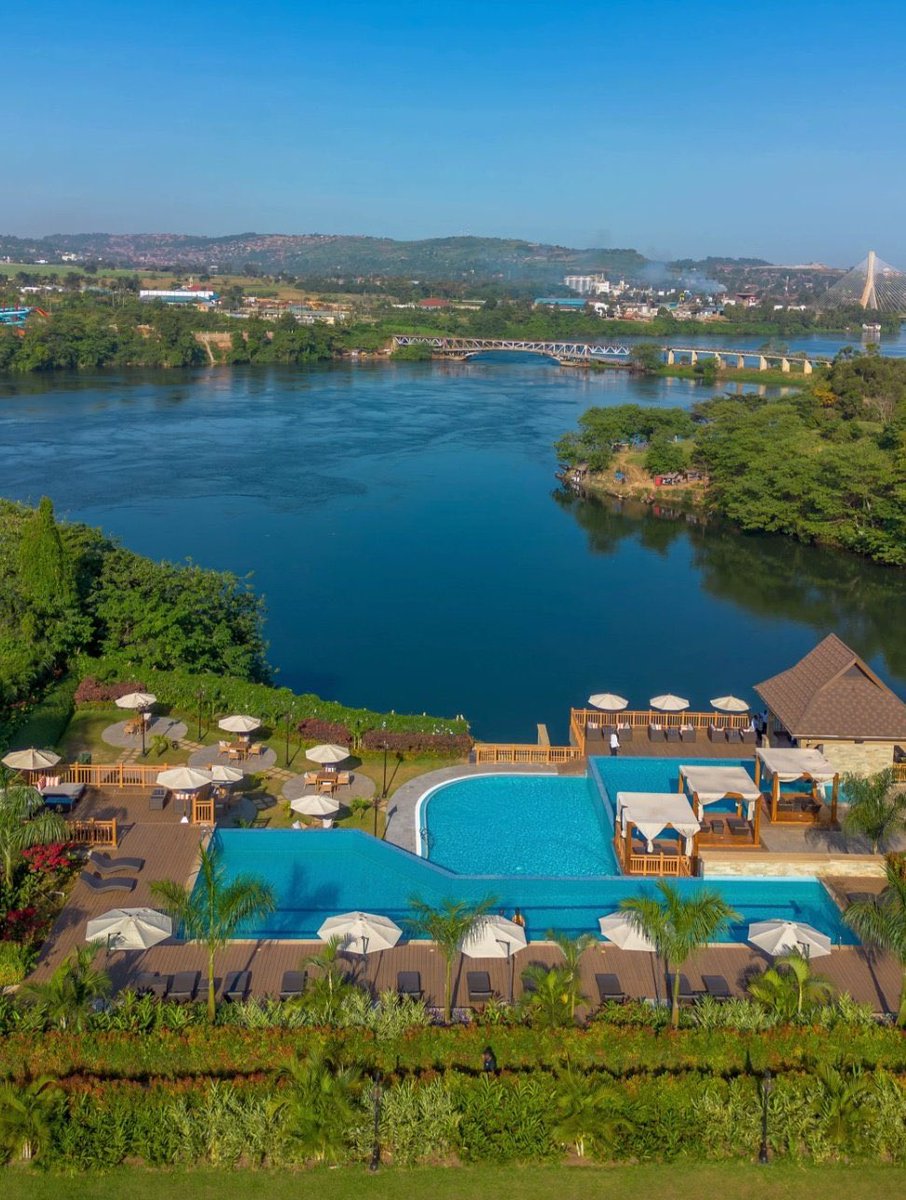 Stunning views from the infinity pool at Source of the Nile Hotel’s Bridge Club House in Jinja, where luxury meets the legendary Nile. 

<a href="/SNHJinja/">Source Of The Nile Hotel Jinja</a>