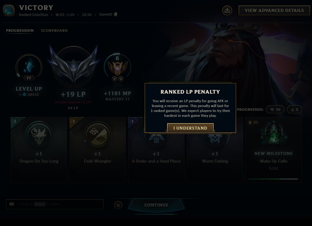 Zench_Origin's tweet photo. @riotgames so ur telling me, I get penalized for YOUR fuck up of an anticheat system freezing my pc, forcing me to hard restart, AND we still win AND I get penalized. Yall are something else. Truly a different breed. https://t.co/65rr6KSs6q
