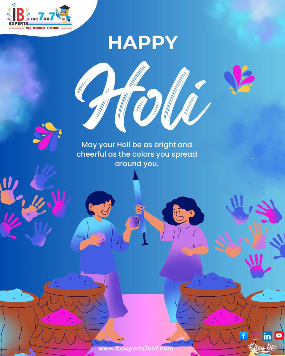 ibexperts's tweet photo. May your life be filled with vibrant colors, happiness, and endless success. Wishing you a joyful and colorful Holi! 🎨✨

#HappyHoli #FestivalOfColors #SpreadJoy #CelebrateTogether #HoliVibes #ColorfulMoments #IBExperts7on7 https://t.co/QBZboOvLLq