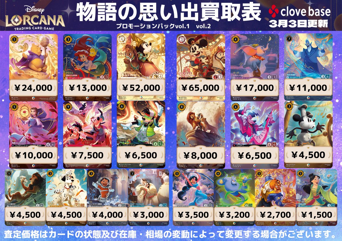 買取表】 🌟エンチャンテッド🌟 🥁ミッキーマウス ブレイブ・リトル