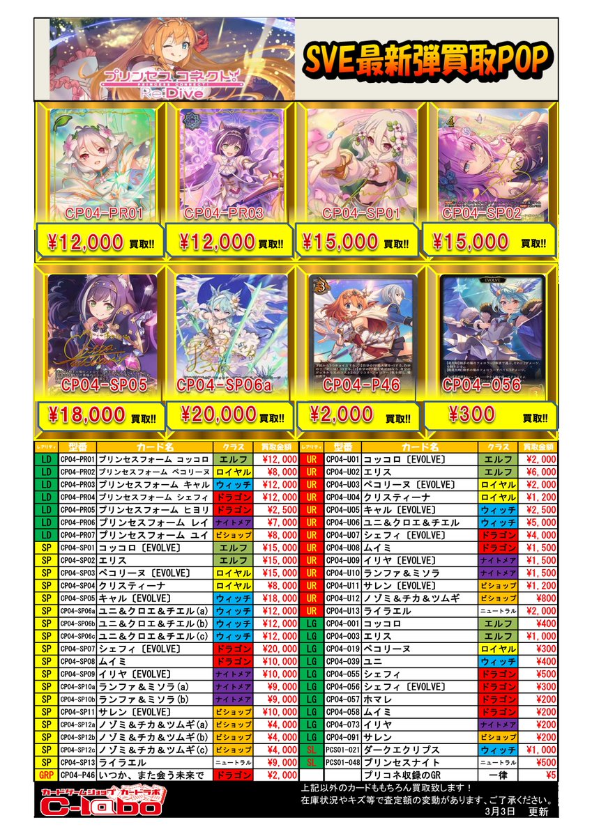 Shadowverse EVOLVE 買取情報】 最新弾『プリンセスコネクト！Re:Dive