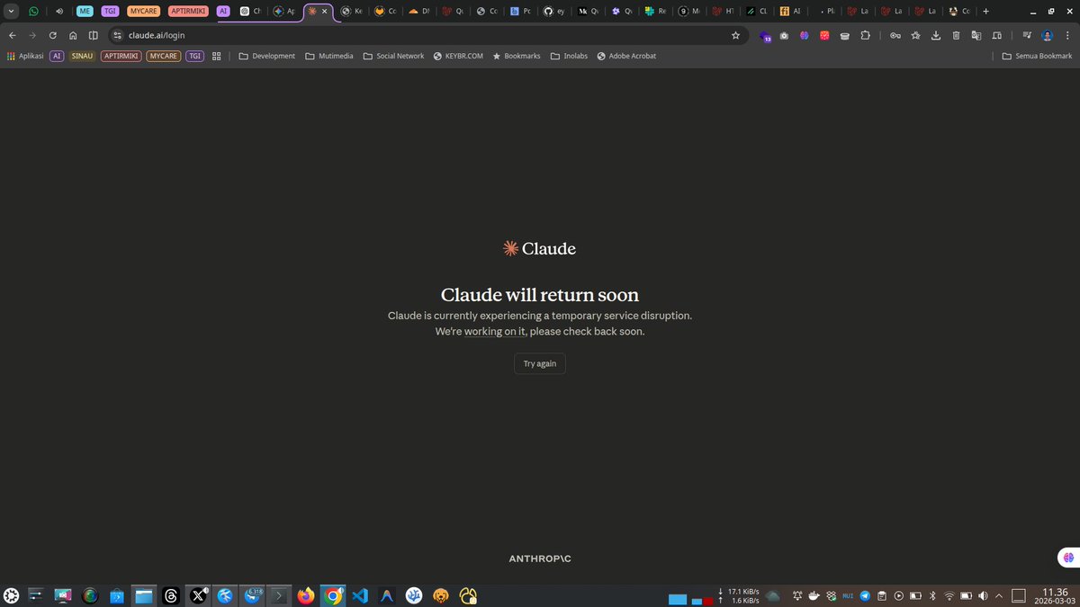 agasigp's tweet photo. @claudeai still down? Anyone? https://t.co/cx0PoEZJKP